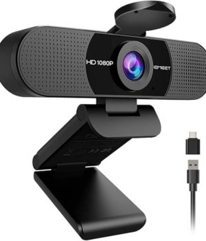 EMEET 1080P Webcam with Microphone, C960 Web Cam, 2 Mics, 90° FOV, USB Type-A & A-to-C Adapter, Plug&Play Computer Camera for Online Calling, Zoom/Teams/Facetime, Switch 2 Camera Support, 2025 Version